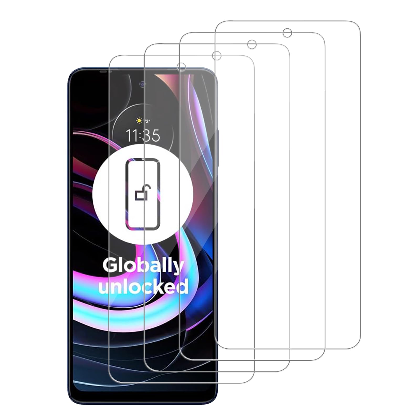 Photo 1 of iCsapr 4 Pack Glass Screen Protector Compatible for Motorola Edge (2021) / Motorola Edge 5G UW / XT2141 [9H Hardness]-HD Screen Tempered Glass, Scratch Resistant,Easy Install [Case Friendly]