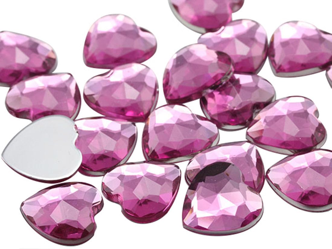 6mm Pink JG03 Flat Back Heart Acrylic Rhinestones Tiny Face Gems Body Jewels Card Making Embelishments - 100 Pieces