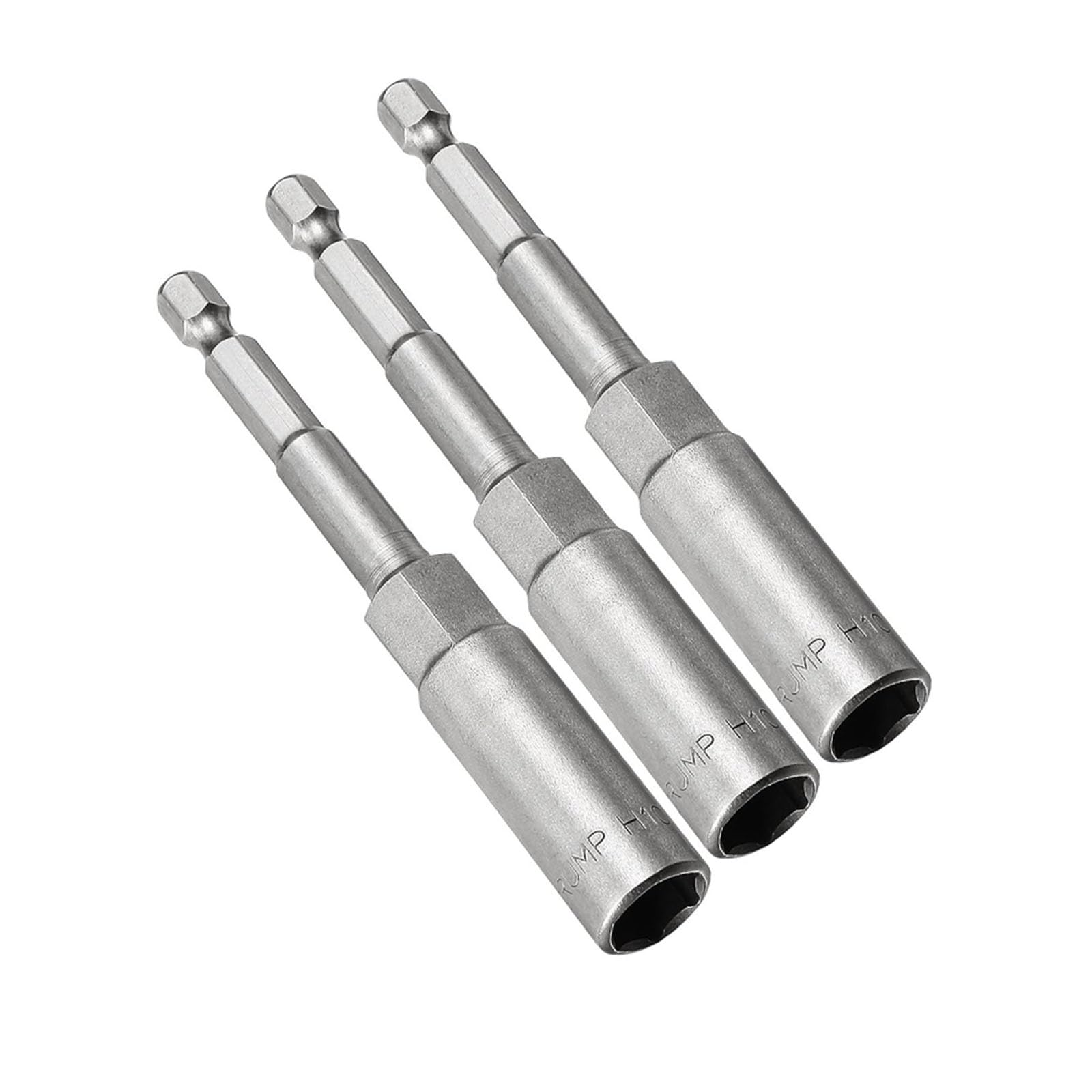 TOP-VIGOR 3Pcs 10mm Nut Setter Driver Drill Bit Set, 1/4 inch Hex Shank Quick Change, 100mm Length Metric Nut Driver Set for Woodworking, Auto Repairing, Machine Maintenance, Furnitures