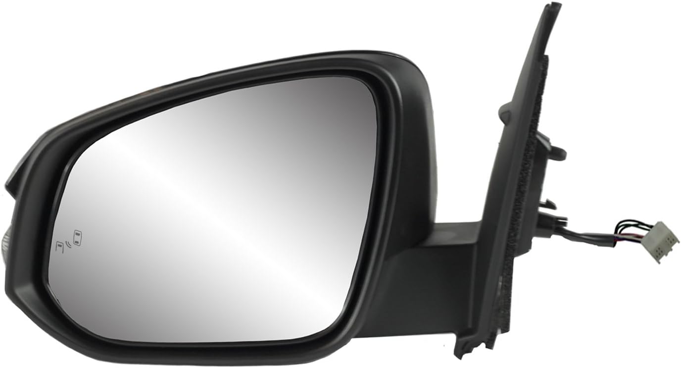 Driver Side Mirror for Toyota RAV4, US Built, Text blk w/PTM, w/Turn Signal, Blind spot Detection System, Foldaway, w/o Side View Camera, not for Hybrid Models, Heated Power