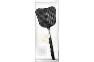 MYSTICHOME Fly Swatter 1 Pack, Durable Heavy Duty Plastic Fly Swatters, Stainless Steel Telescopic FlySwatter for Indoors/Outdoor/Kitchen/Garden(Black)