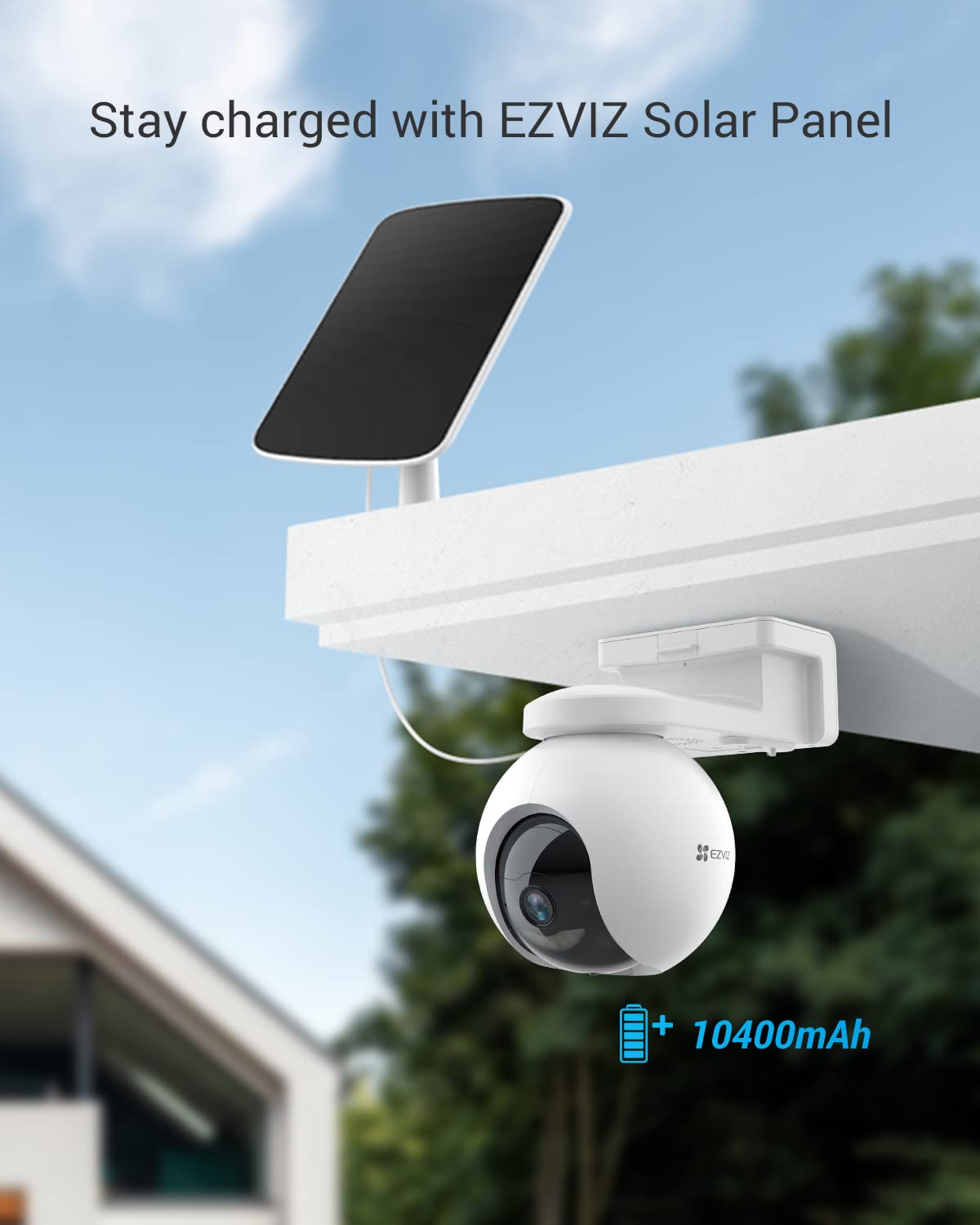 EZVIZ Solar Security Cameras Wireless Outdoor, 2K 360°, Camera for Home Security Outside with Color Night Vision, 2-Way Audio, AI Motion Detection and Alarm, Surveillance Camera, Waterproof, 256GB SD