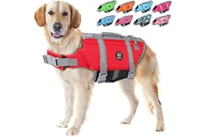 EMUST Pet Life Jackets, Dog Life Vests for Swimming, Beach Boating with High Buoyancy, Dog Flotation Vest for Small/Medium/Large Dogs, S, NewRed