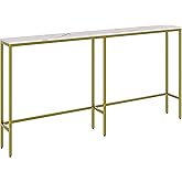 SONGXIN 63" Console Table,Modern Narrow Long Sofa Table Behind Couch,Skinny Entry Table with Gold Metal Frame for Living Room