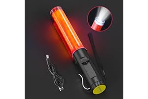 ROADHERO Traffic Wand Rechargeable, 10 Inch Traffic Control Baton Light with 3 Flashing Modes and 1 White LED on Top, Air Marshaling Signal Wand with Side Clip for Airport, Parking, Car Directing, 1 Pack