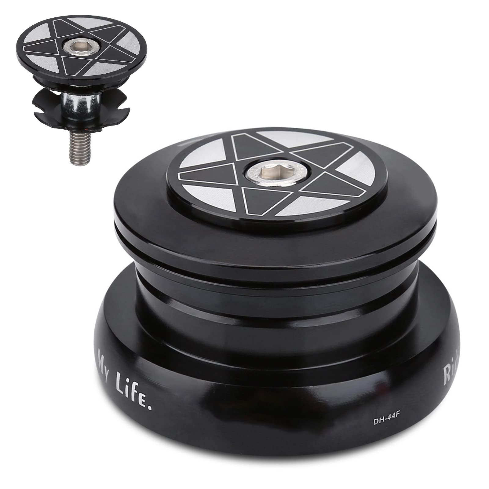 Dioche Bike Headset, Bike External Bearing Headset for 44mm Straight Tube Frame Bicycle Accessory Black