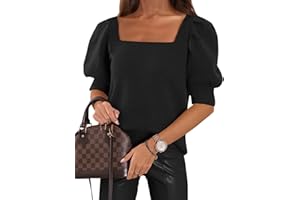 GORANBON Womens Puff Short Sleeve Sweater Tops 2025 Spring Summer Trendy Casual T Shirts Blouse