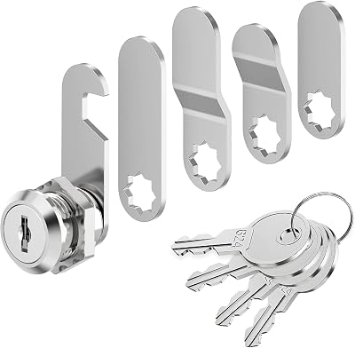 VOCIBO 4 Keys Letterbox Lock Plate 16mm 18mm Drawer Cabinet Lever Lock