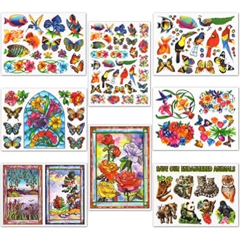 Nature Window Clings Butterflies Birds Flowers Fish Endangered Animals