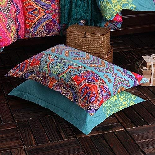 HNNSI Exotic Striped Bohemia Pillow Shams King Size 2 Pieces,100% Brushed Cotton Thick Boho Pillow Cases Bohemian Pillow Covers,20" x 36"