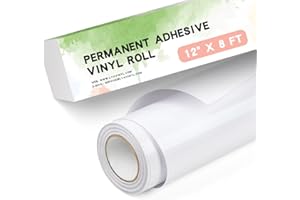 Lya Vinyl White Permanent Vinyl for Cricut - 12" x 8 FT White Adhesive Vinyl Roll for Cricut, Silhouette, Cameo Cutters, Signs, Scrapbooking, Craft Decal (Glossy White)