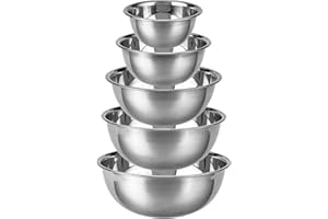 Stainless Steel Mixing Bowls Set of 5, Small Metal Mixing Bowl for Kitchen Baking, Prepping, Cooking and Serving, Salad,Veget