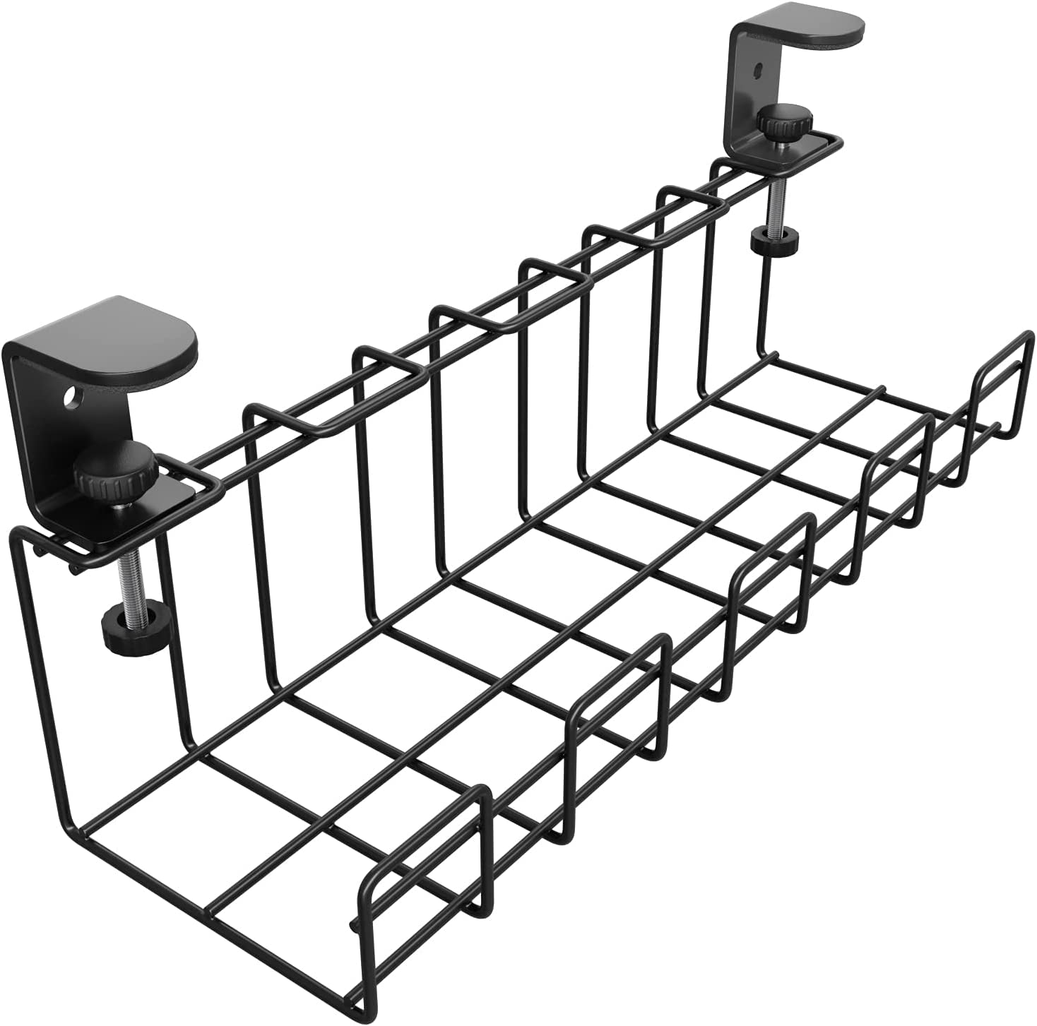 No drill cable management under desk – cable holder/cable tray, screw-free mounting for easy cable management (size M for desk mounting, for cables, chargers, extension leads) KD Essentials