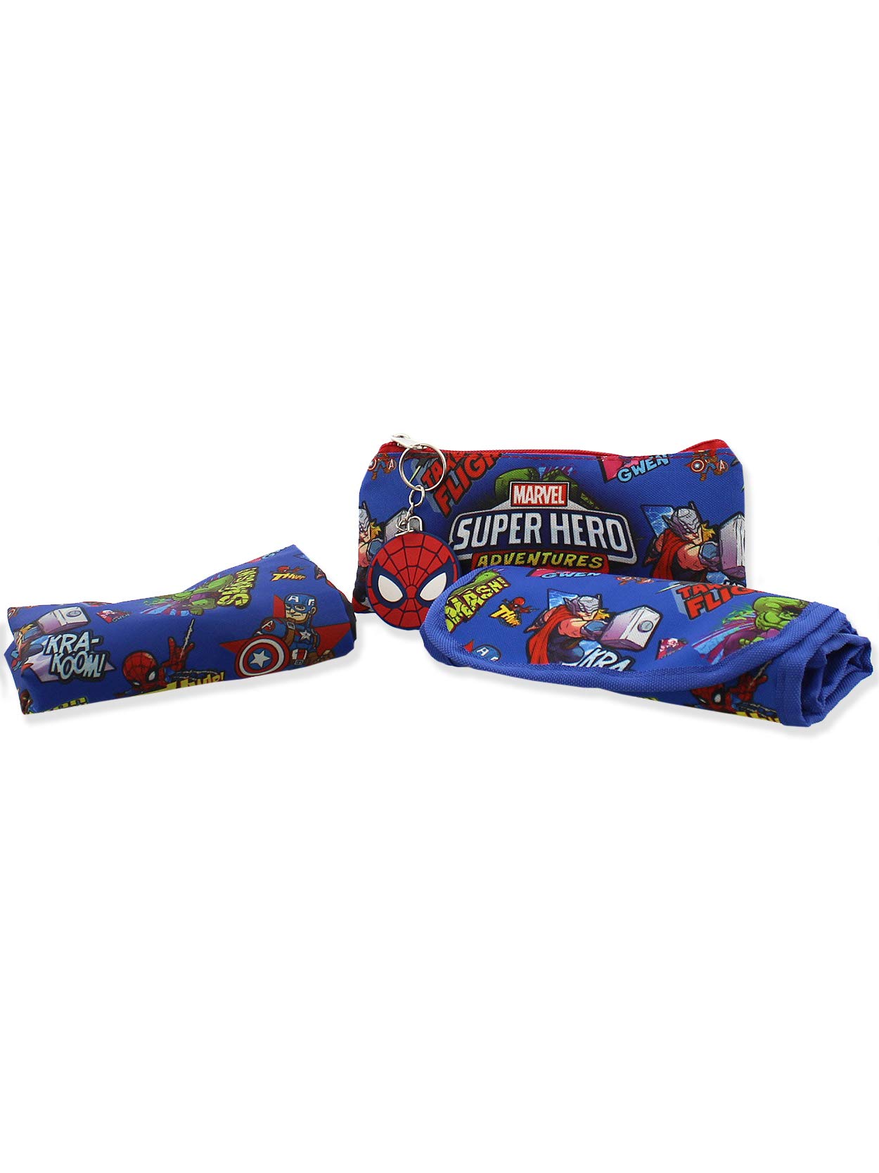 Marvel Super Hero Adventures Boys 5 piece Backpack and Snack Bag School Set (One Size, Blue/Red)