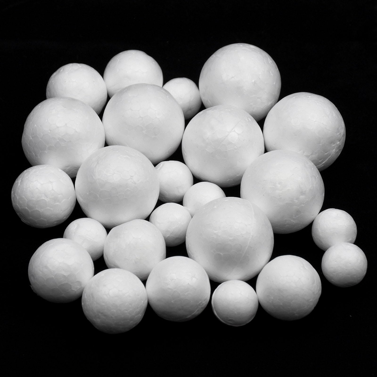 MIDELONG 24 Pcs Craft Foam Balls, 3 Sizes White Foam Craft Balls ...