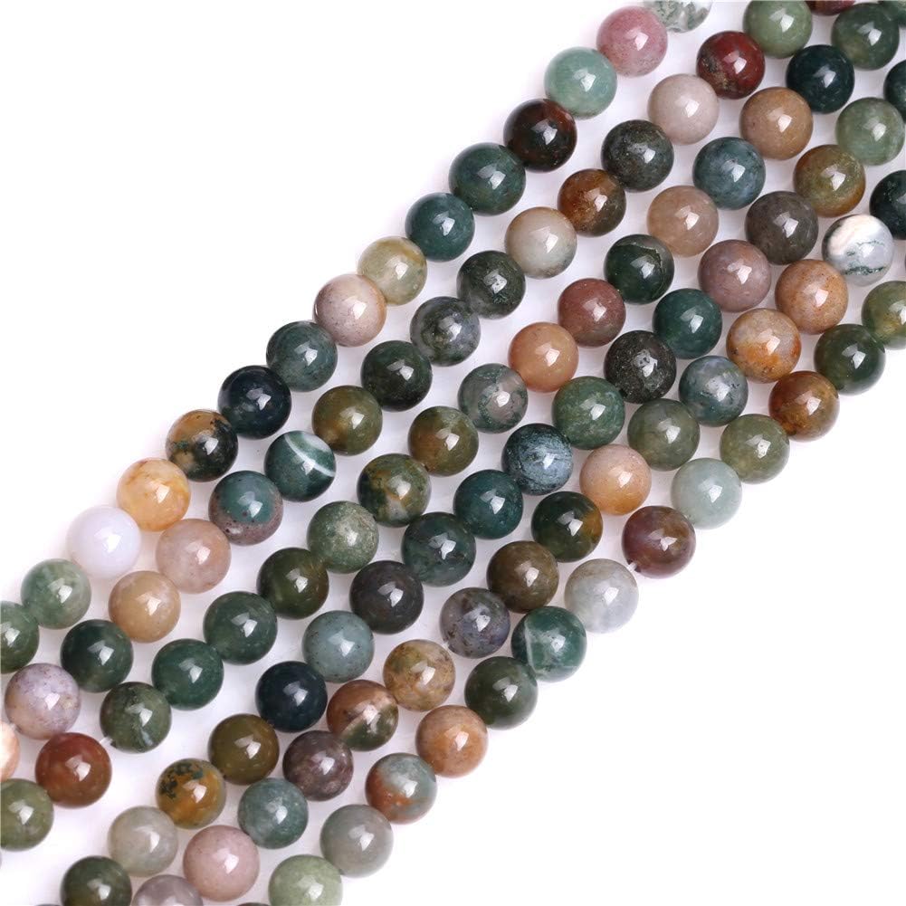 GEM-Inside 6mm Indian Agate Round Gemstone Semi Precious Loose Beads for Jewellery Making 15''