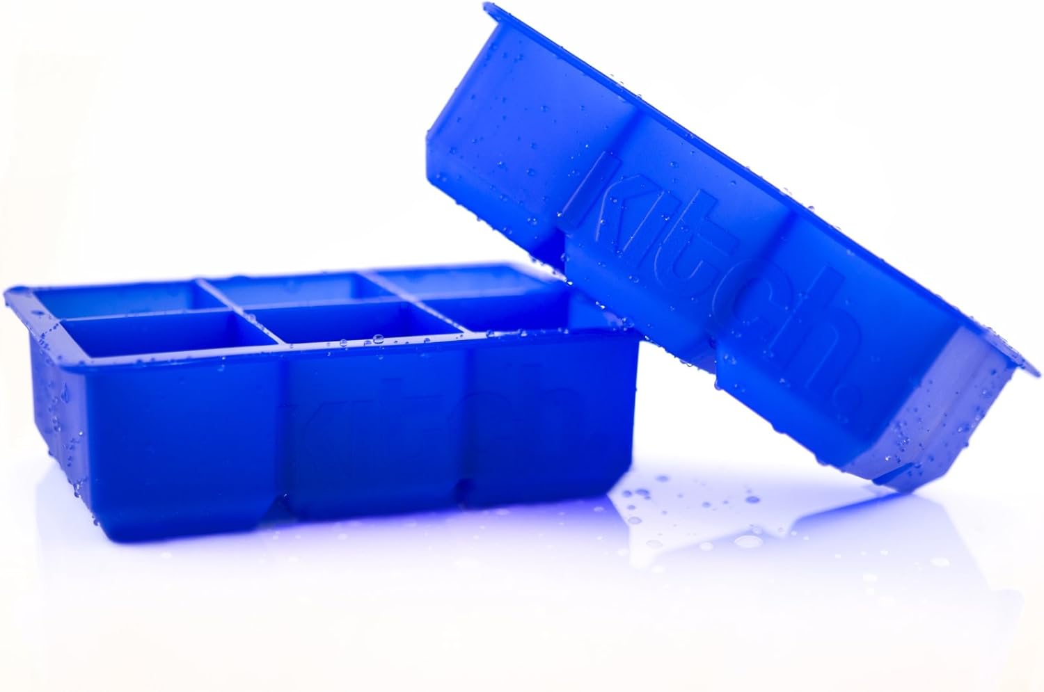 Large Cube Silicone Ice Tray, 2 Pack by Kitch, Giant 2 Inch Ice Cubes Keep Your Drink Cooled for Hours - Cobalt Blue: Kitchen & Dining