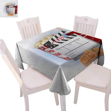 Amazon 映画館柄 テーブルクロス スケッチ映画 アイコンセット 白黒エンターテイメント 工業 メディア Tv 防塵 テーブルクロス 36インチx36インチ ブラック ホワイト 50 X50 テーブルクロス オンライン通販