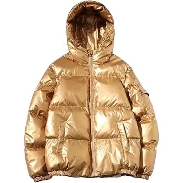 ebossy Men's Metallic Hooded Puffer Jacket Winter Full Zip Down