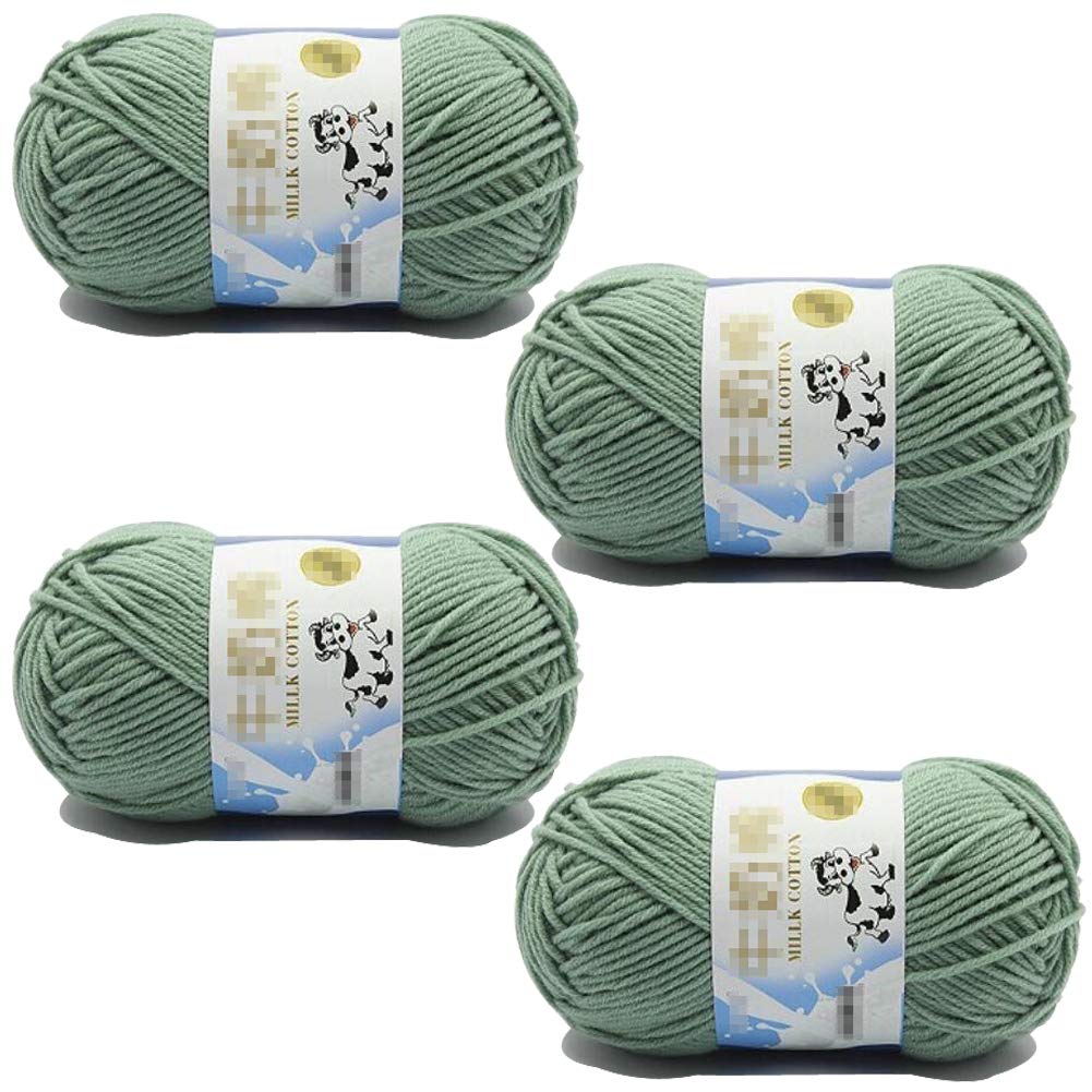 4 Rolls 50g/Roll Crochet Blend Milk Cotton Yarn Plain Knitting Wool Hand Spinning Fibre Wool Yarn Crochet Yarn for Handcrafts Crocheting Knitting