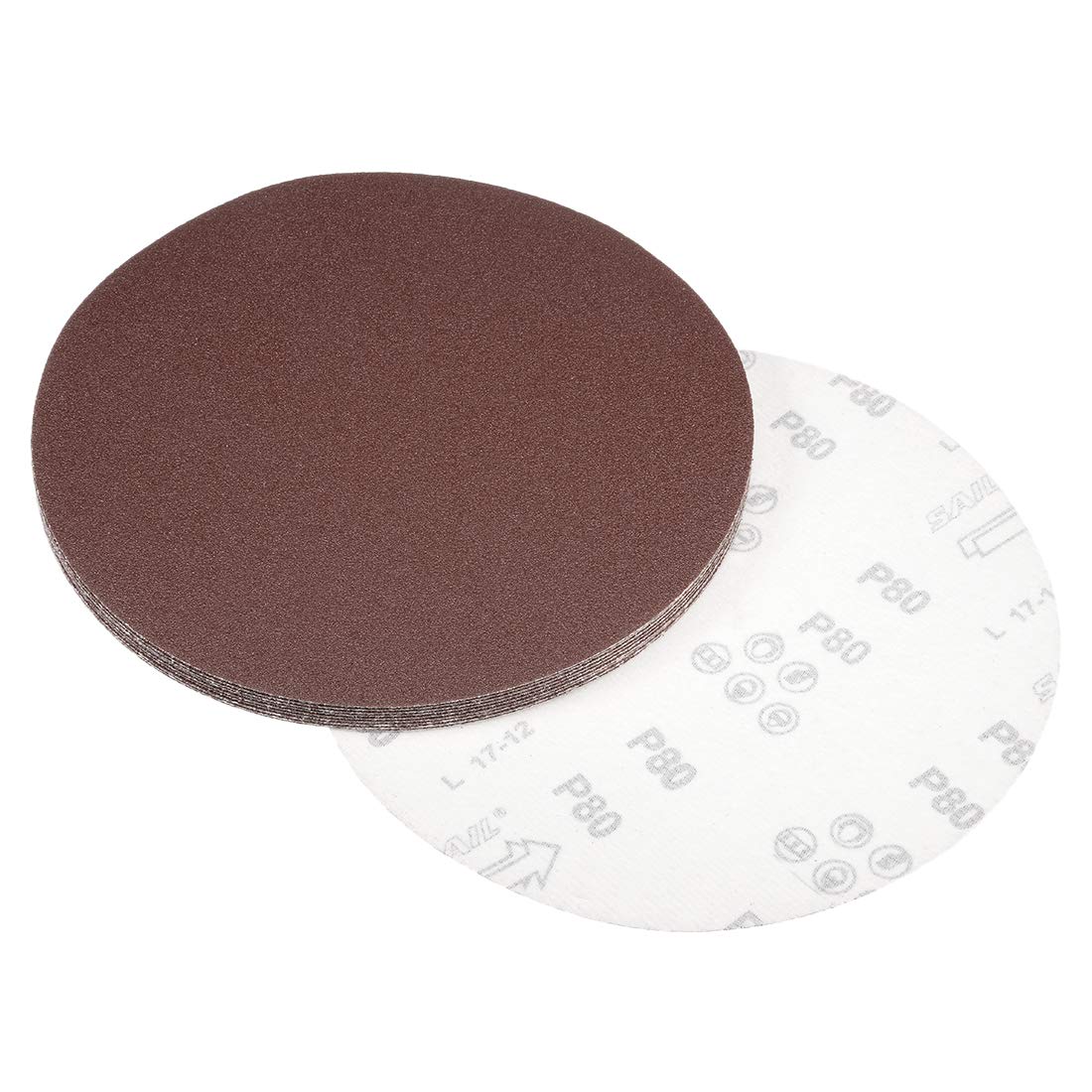 sourcing map 9 Inch Sanding Disc 80 Grits Flocking Sandpaper for Sander 10 Pcs