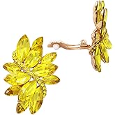 Rosemarie Collections Women's Dazzling Crystal Marquis Leaf Cluster Statement Clip On Earrings, 1.87"
