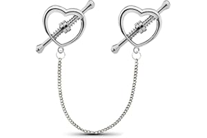 Heart Nipple Clamps with Chain – Adjustable Non-Piercing Nipple Jewelry, Stainless Steel Body Chain for Women, Elegant Sensua