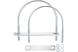 METALLIXITY U Bolts 2 Sets (1/4"(M6) x4.48"x5.43"), Round U Bolt Kits Carbon Steel with Accessories - for Construction, Pipe,