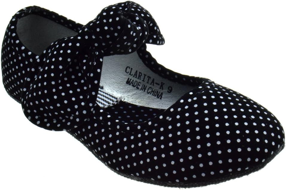 Clarita K Little Girls Polka dot Bow Ballet Flats