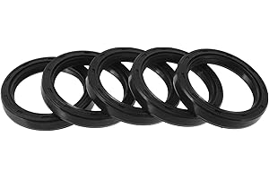 Motoforti Universal Oil Seal TC Double Lip W Steel Spring Seal Ring Rotary Shaft Seal 38x50x8mm High Pressure NBR Rubber Black 5 Pcs
