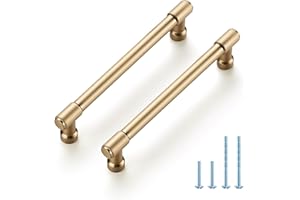 JOY DECOR 2 Pack 5 Inch Champagne Bronze Cabinet Handles Modern Dresser Drawer Pulls Kitchen Cabinet Hardware for Cupboard Door Handles