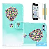 Tradekmk PU Leather Magnet Flip Wallet Stand Case with Card Slots, Stylus, Screen Protector and Cleaning Cloth for iPhone 5C - Pixar UP