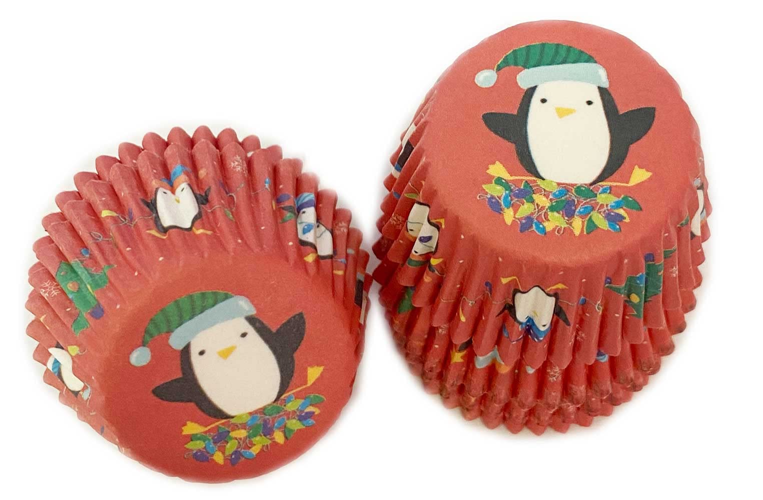 Scrumptious! - Christmas Mini Muffin Cases - Penguin Baking Cases - 150 Greaseproof Paper Festive Mini Cupcake Cases - Ideal for Xmas Themed Party Cakes, Bakes and Sweets