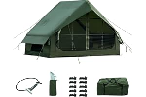 WaldZimmer Inflatable Camping Tent with Hand Pump Easy Setup Outdoor Blow up Tent 3-12 Person Oxford 4 Season Glamping Air Te