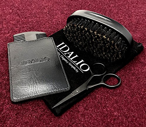 Beard Brush & Comb Set for Men Grooming with Natural Boar Bristle Beard Brush, Sandalwood Beard Comb & Stainless Steel Trimming Beard Scissors for Styling, Shaping, Trimming and Growing Your Beard!