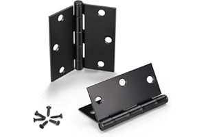 KNOBWELL 18 Packs Matte Black Door Hinges, 3.5" X 3.5" Interior Door Hinges with Square Radius in Black