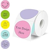 YEGAWEN 2 Inch Round Thermal Label Stickers, Waterproof Circle Thermal Stickers Labels, Direct Thermals Printer Label for Logo Design-300 Sheets/Spring Color