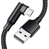 EWUONU Micro USB 90 Degree Cable [2 Pack 10FT] for Fire 7 HD8, Samsung Tablets, Galaxy S7 S6 Edge J8 J7, Xbox One, PS4 Controllers, Camera and More &ndash; Right Angled Micro USB Charging Cable