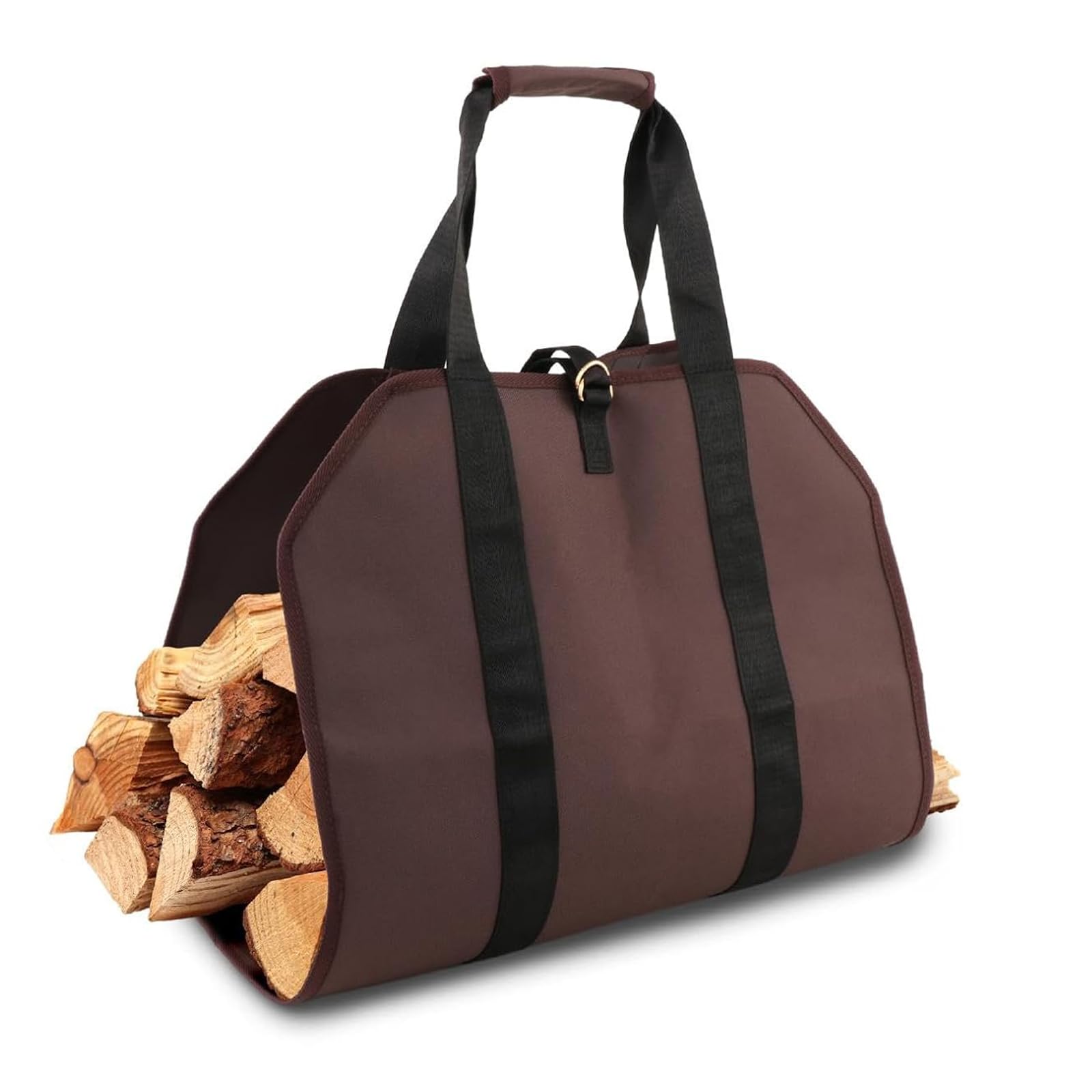 Firewood Bag for Firewood Brown Canvas Firewood Log Carry Bag Firewood Storage Bag Basket for Firewood Stove Accessories for Indoor and Outdoor Campfire Camping