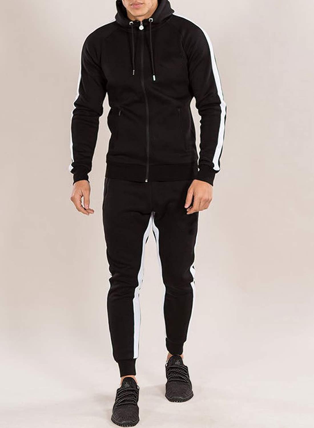 Ouber Men's Gym Jogger Pants Slim Fit Workout Running Sweatpants with Zipper Pockets: Clothing
