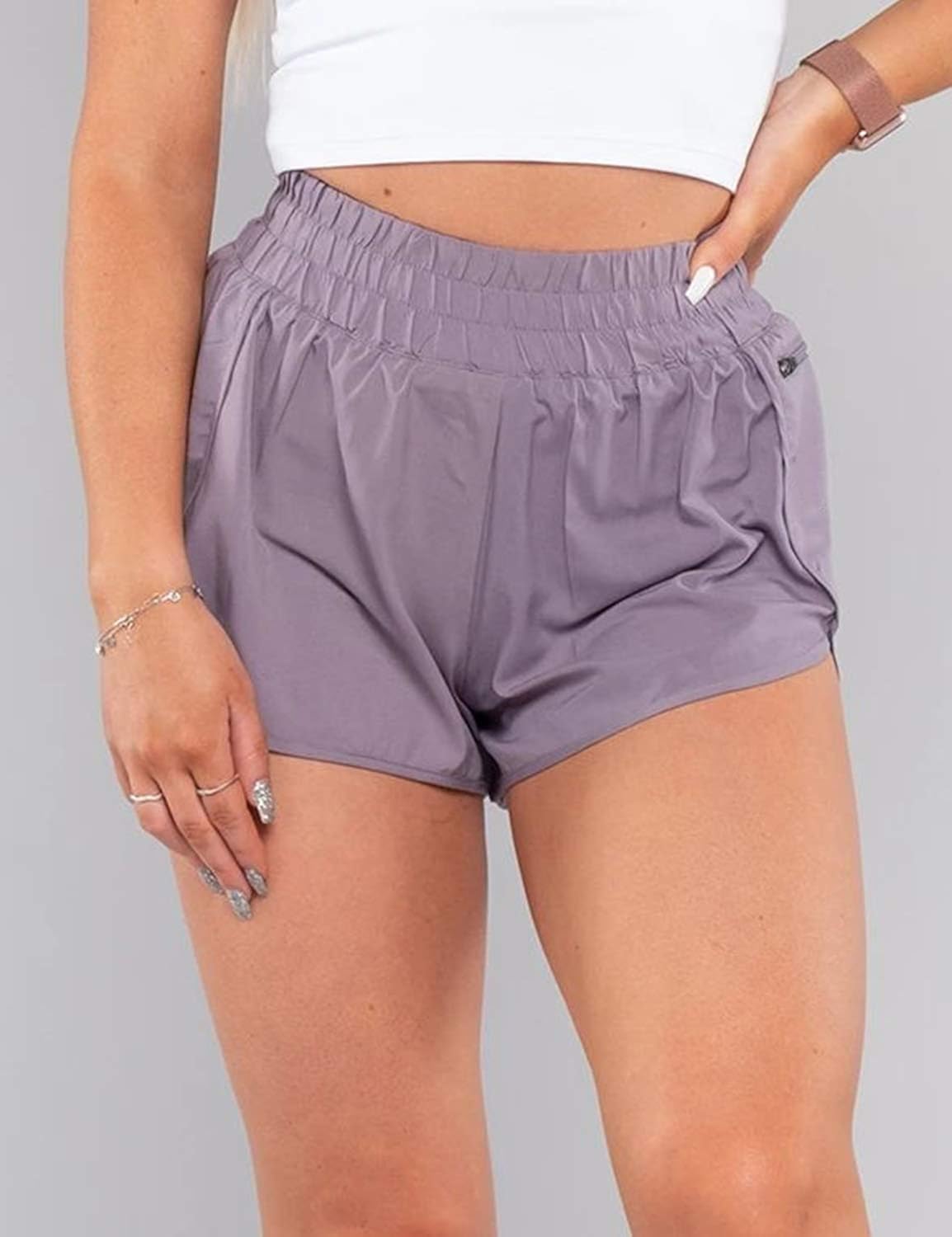 Blooming Jelly Womens Quick-Dry Running Shorts Sport Layer Elastic Waist Active Workout Shorts with Pockets 1.75": Clothing