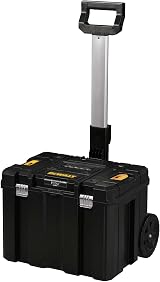 DEWALT TSTAK Mobile Storage Tub Wheels Telescopic Handle Yellow Black view 2