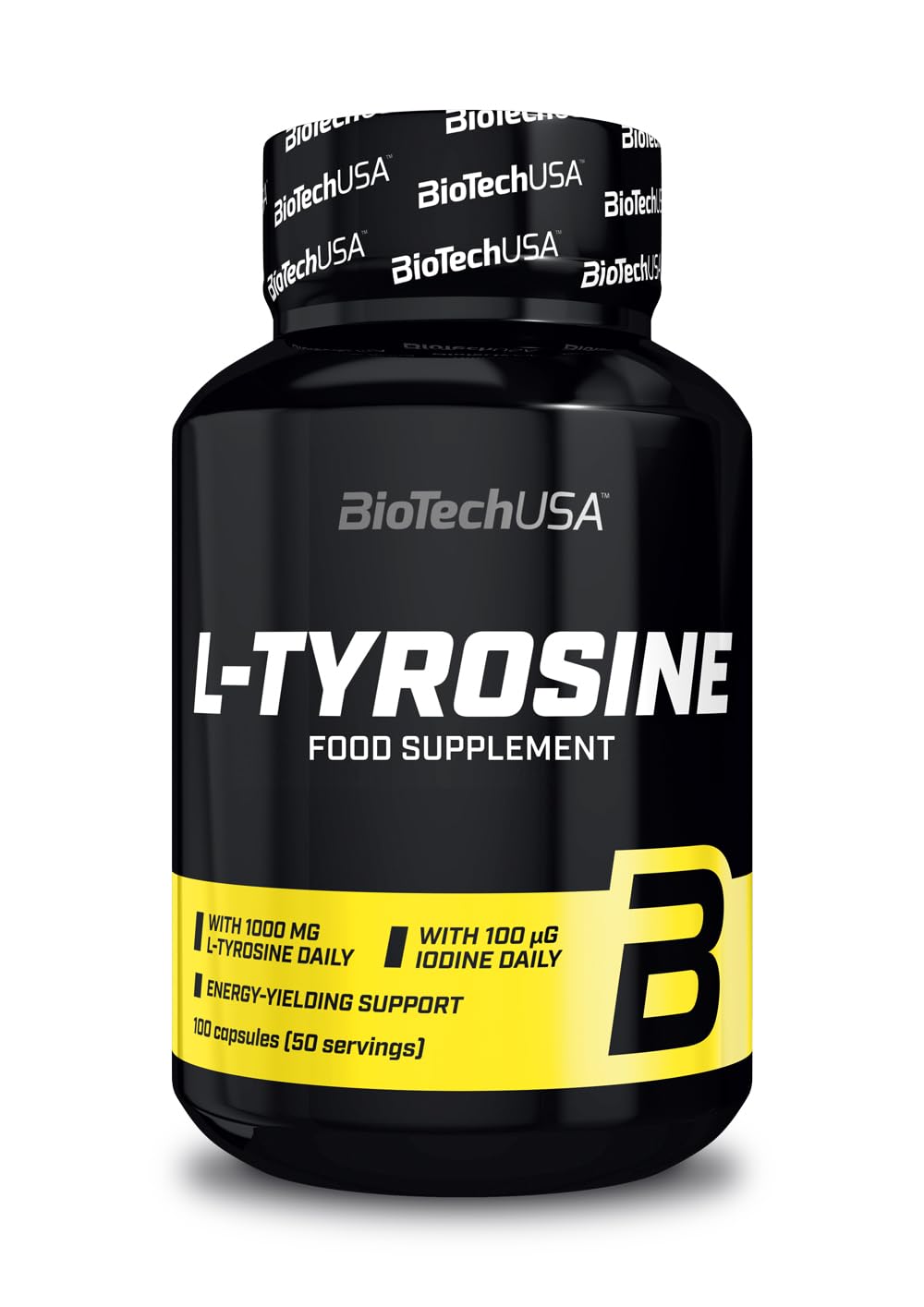 BioTechUSA L-Tyrosine | Iodine-Enhanced L-Tyrosine Capsules | Supports Thyroxine Production, Concentration, and Training | 100 caps