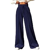 BTFBM Womens Wide Leg Sweatpants Casual Loose Solid Color Pants Comfy Lounge Joggers Baggy Sweatpants Pockets
