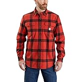 Carhartt Loose Fit Heavyweight Flannel Long Sleeve Plaid Shirt Chili Pepper MD (Reg)