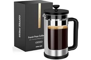 RAINBEAN French Press Coffee Maker 12 Oz, Mini Coffee Press 1 Cup, Single Serve French Press, With 3 Filterations, Heat Resistant Thickness Borosilicate Glass, Coffee Brewer Tea Press