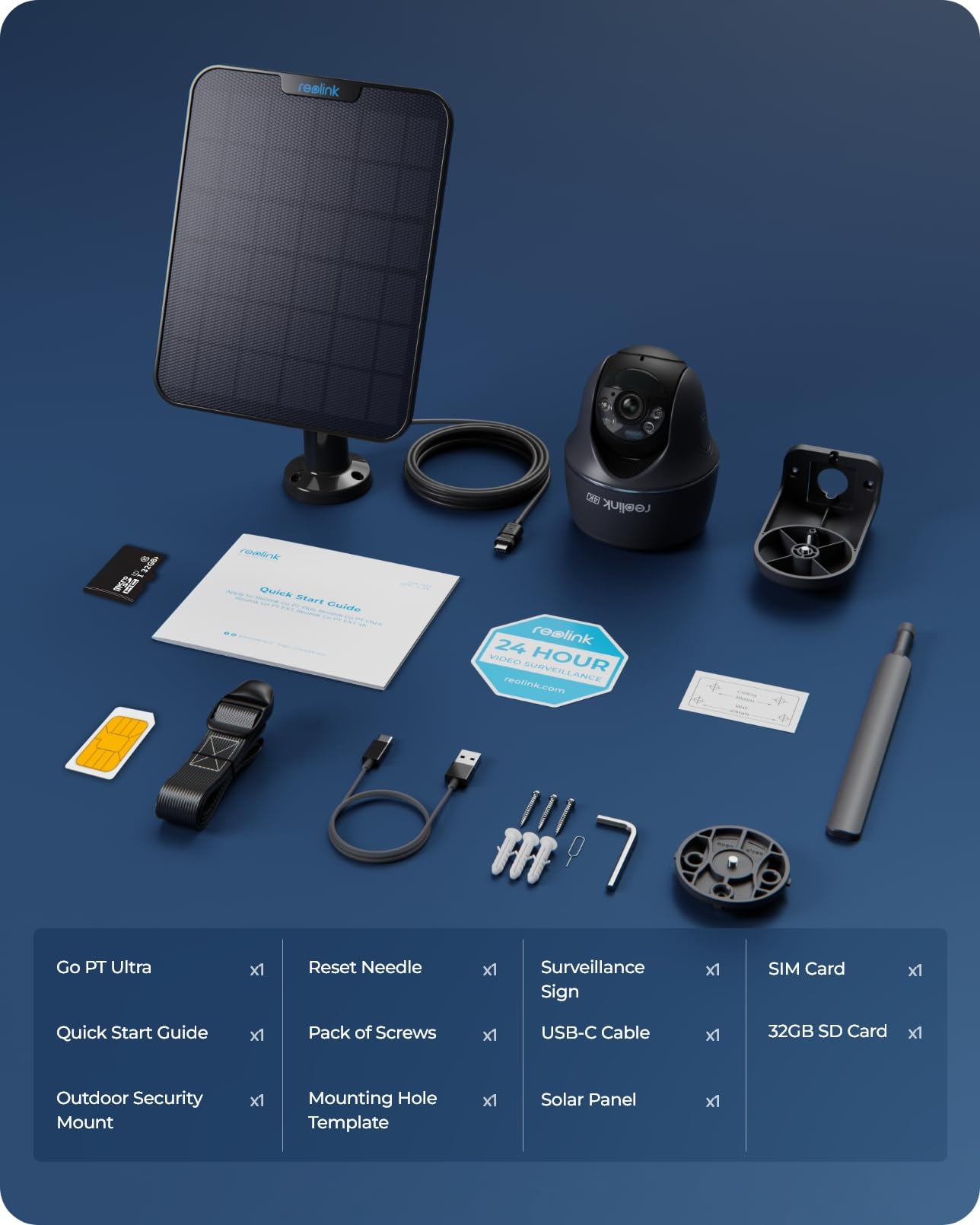 REOLINK 4K 4G LTE Cellular Security Camera, 8MP No WiFi Solar Powered, Pan Tilt 360° with Smart Detection, Color Night Vision, Local Storage, SIM+32GB SD Card Included, Go PT Ultra-Grey+Solar Panel 2