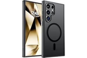 SUPFINE Magnetic for Samsung Galaxy S24 Ultra Case(Compatible with MagSafe) (Military Grade Drop Protection) Slim Translucent Shockproof Phone Case,Black