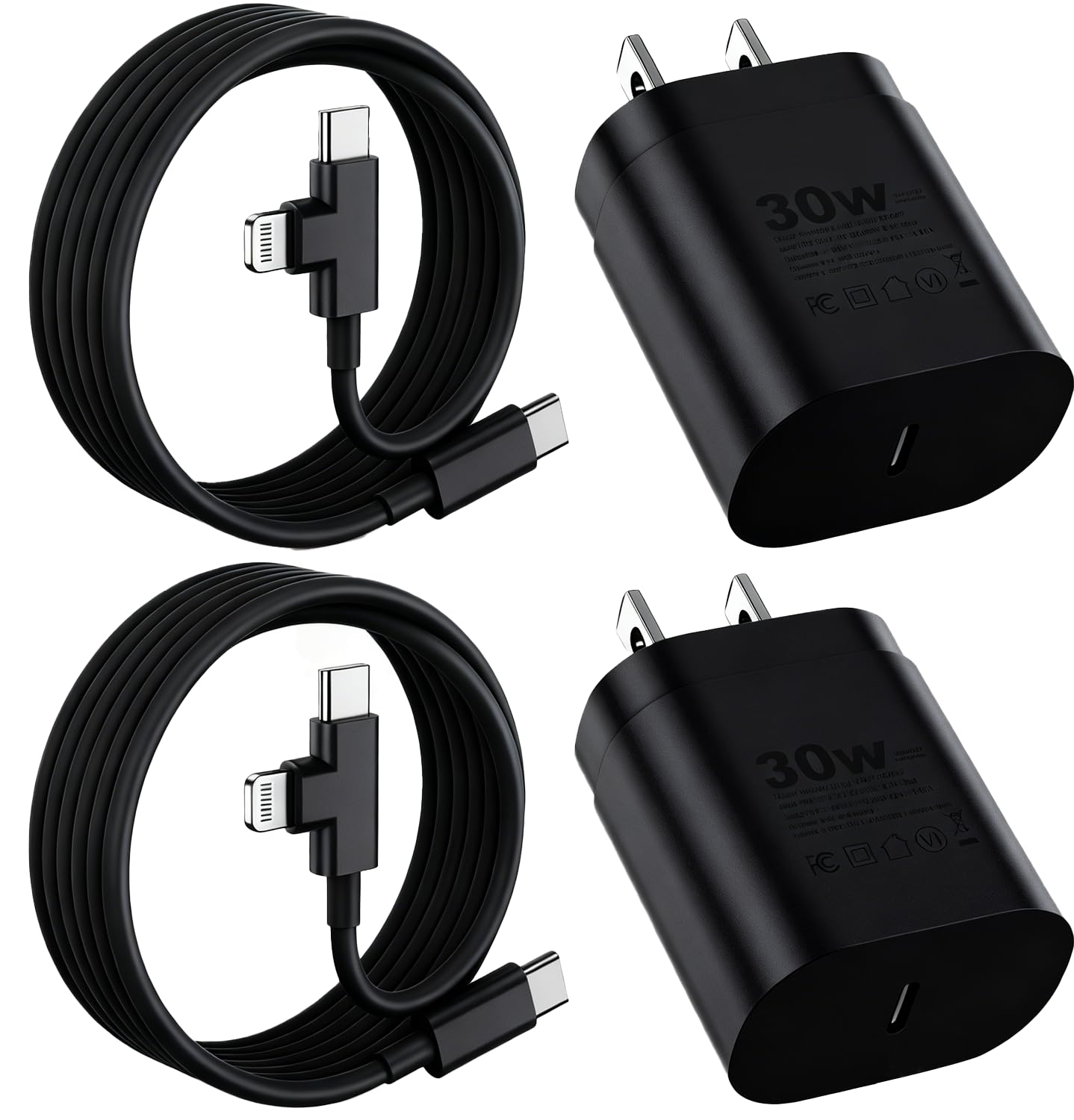 iPhone Charger Fast Charging,2 Pack 30W USB C Charger Block with Type C to C&Lightning Cable Compatible with iPhone 16/15/14/13/13 Pro/12 Pro/12 Pro Max/11/Xs Max/XR/X/SE,iPad,AirPods