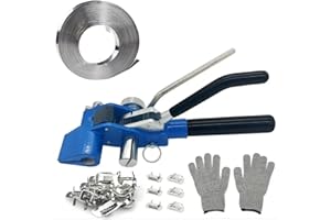 HIMIO Banding Strapping Kit with Strapping Tensioner Tool, 100 ft Length 304 Stainless Steel Banding,100pcs Steel Buckles, Pair of Cut-Resistant Gloves, Complete Packaging Strapping Solution